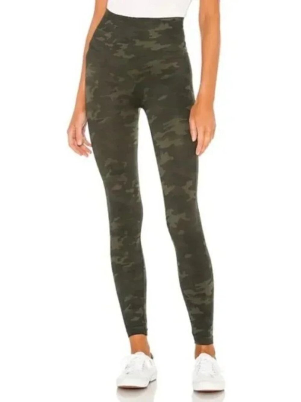SPANX Seamless High Waist Shaping Leggings Green Camo Size Medium